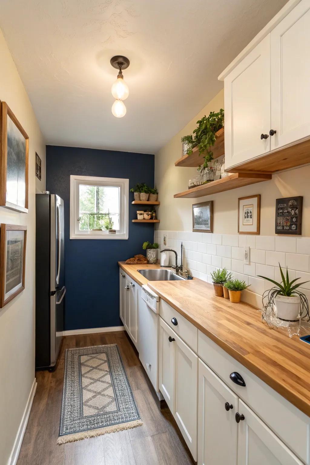 Ivory and blue produce a striking yet comfortable balance.