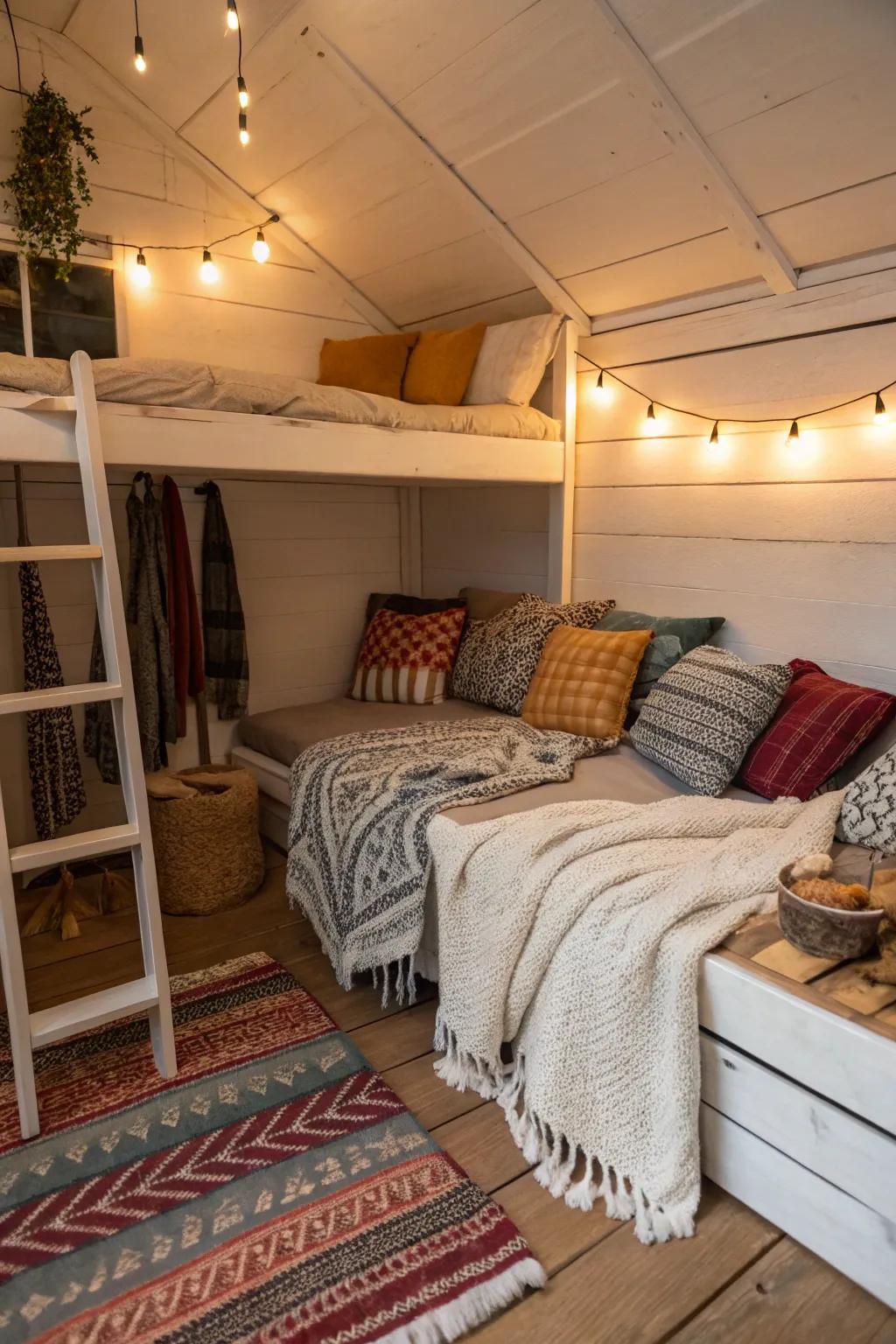 Soft textures add warmth and comfort to a loft.