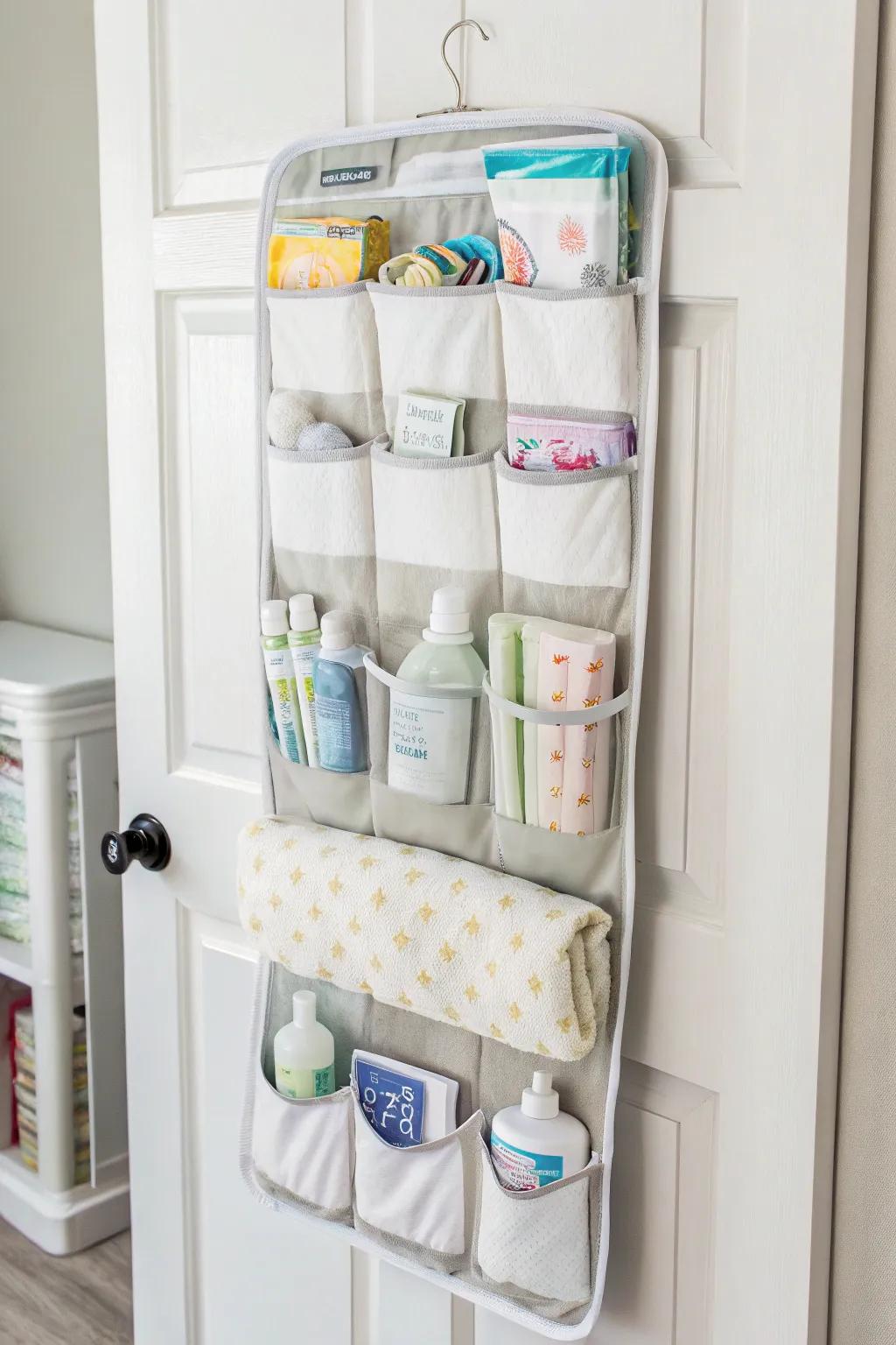 Over-the-door organizers take full advantage of holding area efficiently.