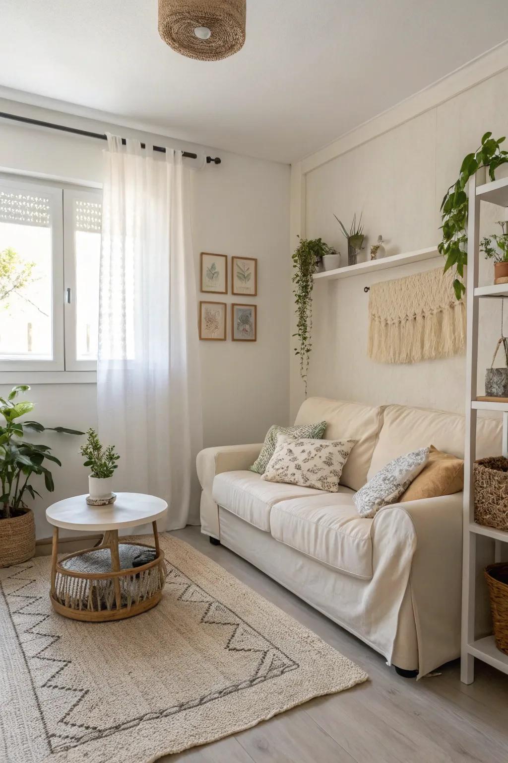 Light and bright colors make an expansive and inviting atmosphere.