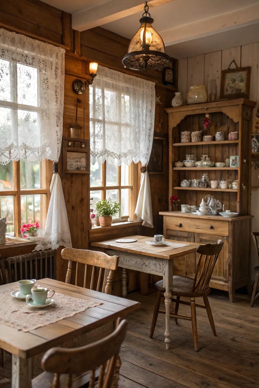 Salvaged timber adds texture and sustainability to your tea space.
