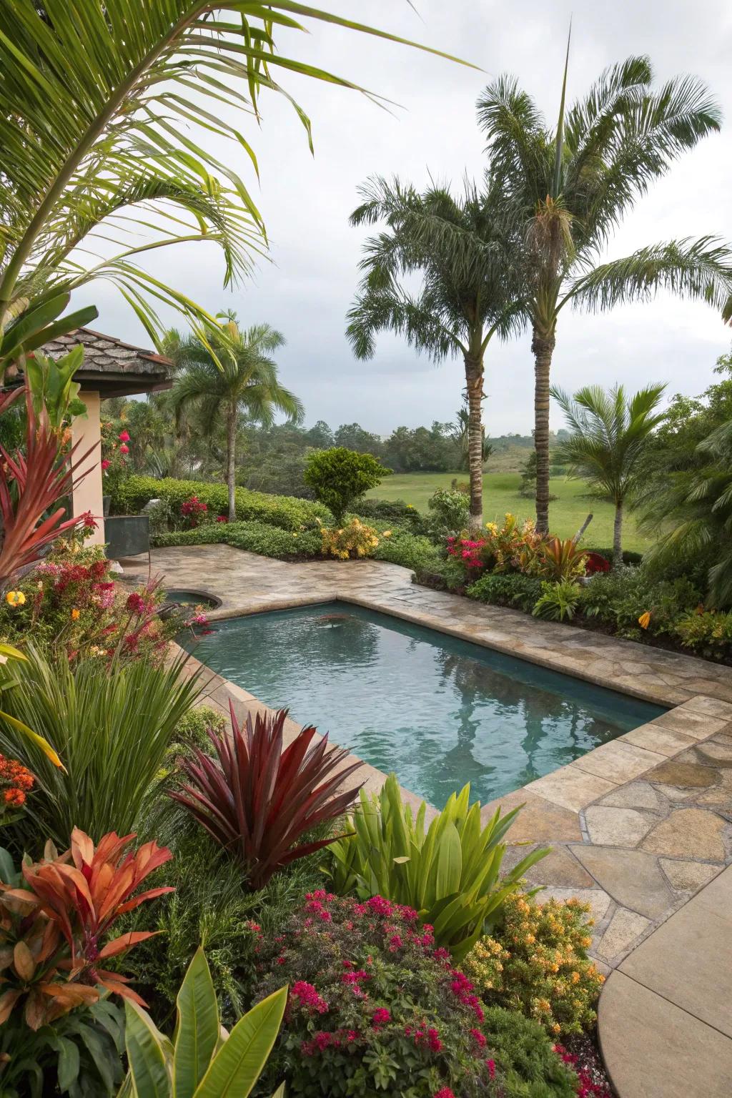 Integrated landscape pockets add natural beauty to your pool area.