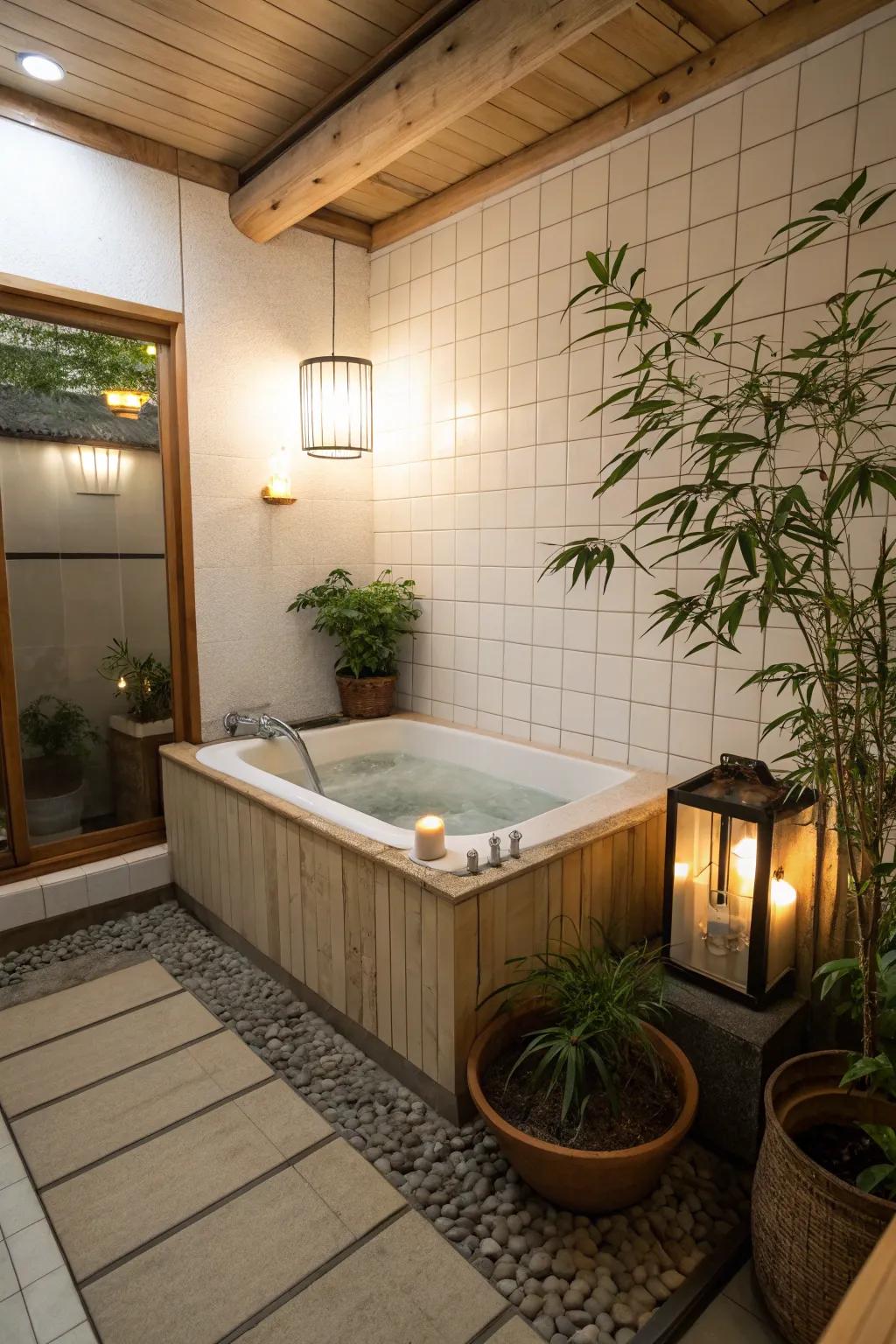 A Japanese tub is small but relaxing.