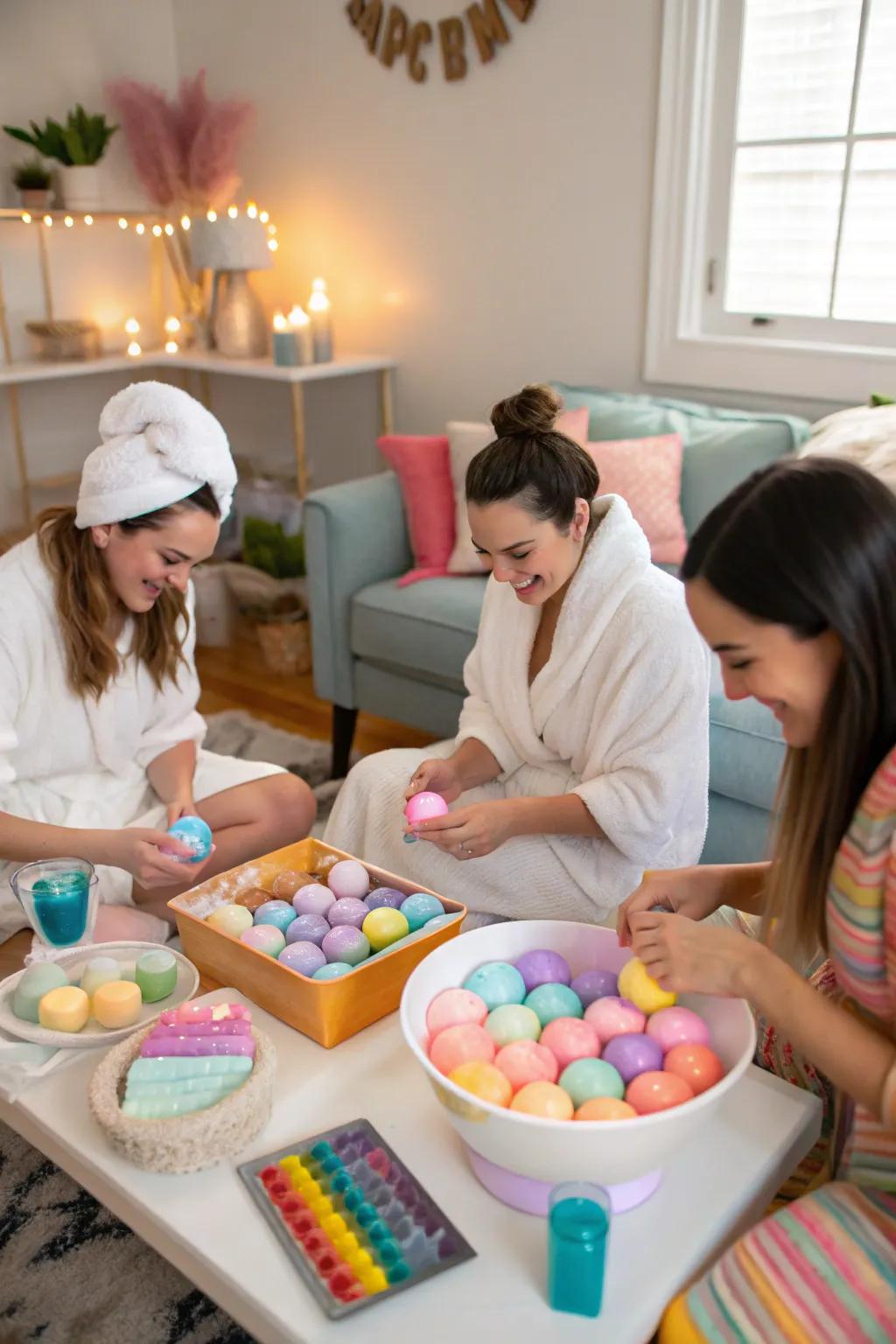 Assembling effervescent bathing orbs contributes a crafty twist to your spa evening.