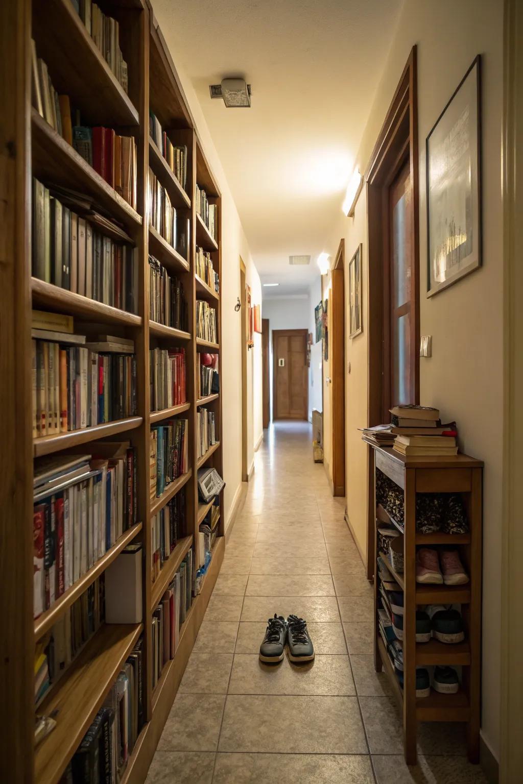 Turn your hallway into a functional storage corridor.