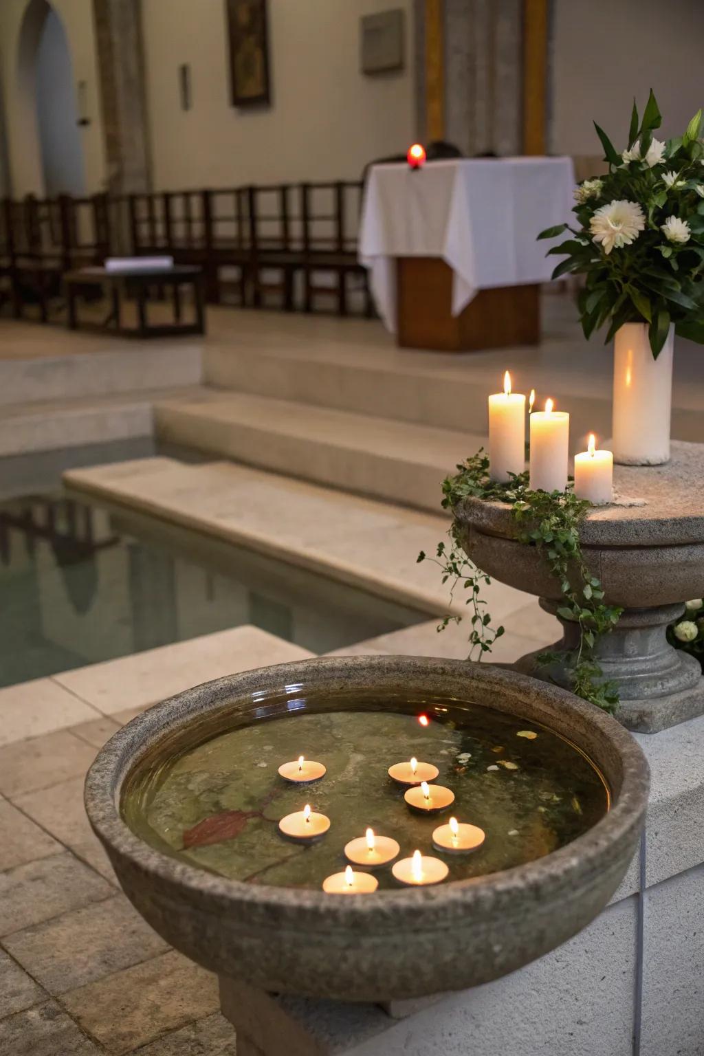 Stand for flow and renewal via hydration elements.