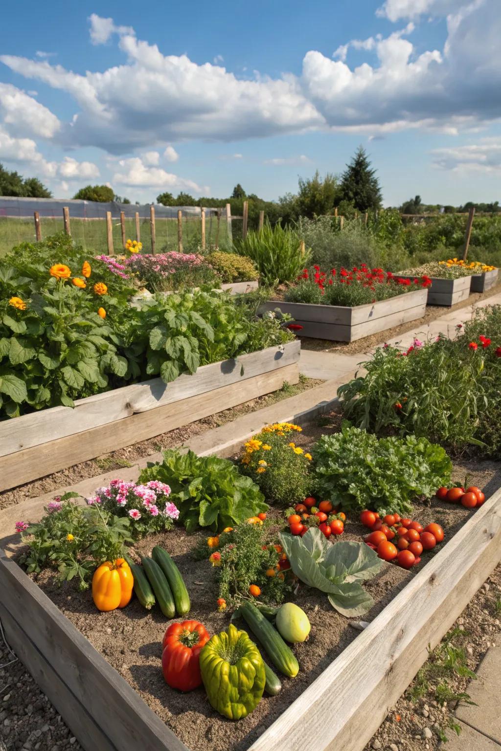 Elevated garden platforms provide effortless access and superb plant development conditions.