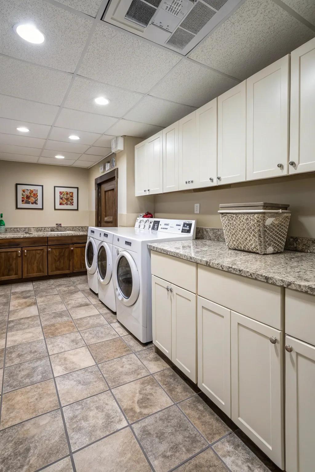 Long-lasting materials ensure durability and resilience in your laundry space.