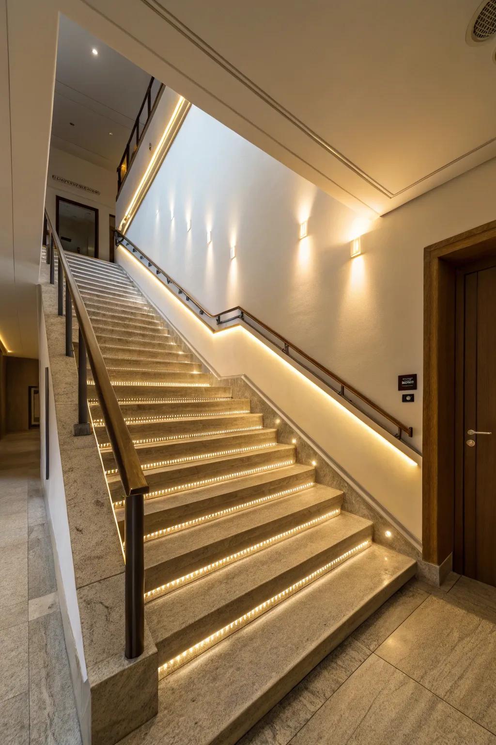 Lighting joined into the trim improves safety and vibe.