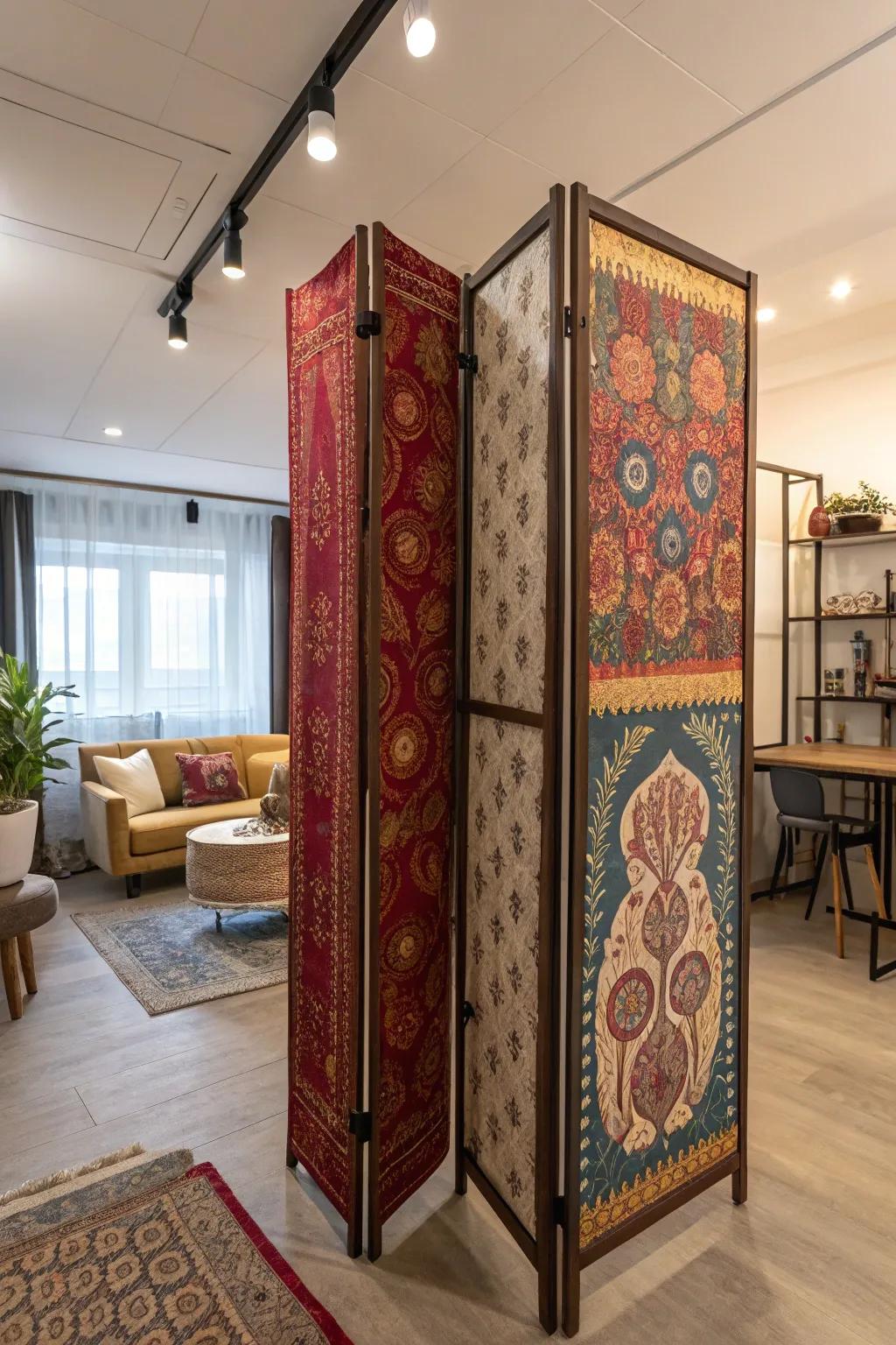 Fabric splits contribute warmth and texture to a studio.