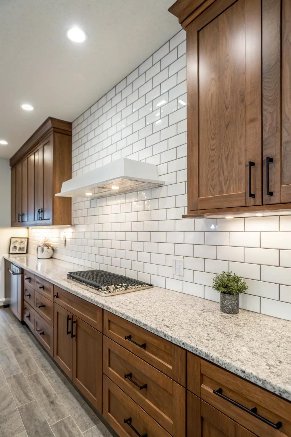 Create drama with a full wall of subway tiles.