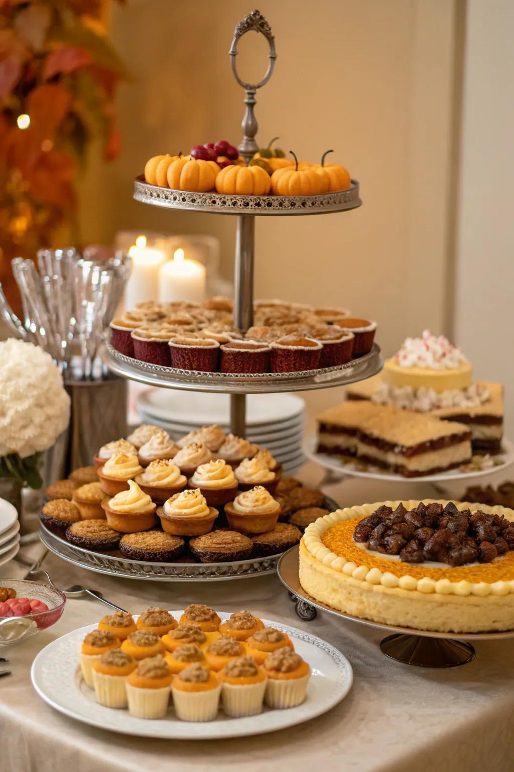 A dedicated dessert station showcases sweet delights beautifully.