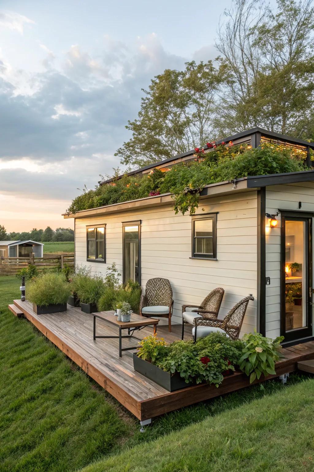 Elevated botanical sanctuaries convey nature into urbanized tiny homes.