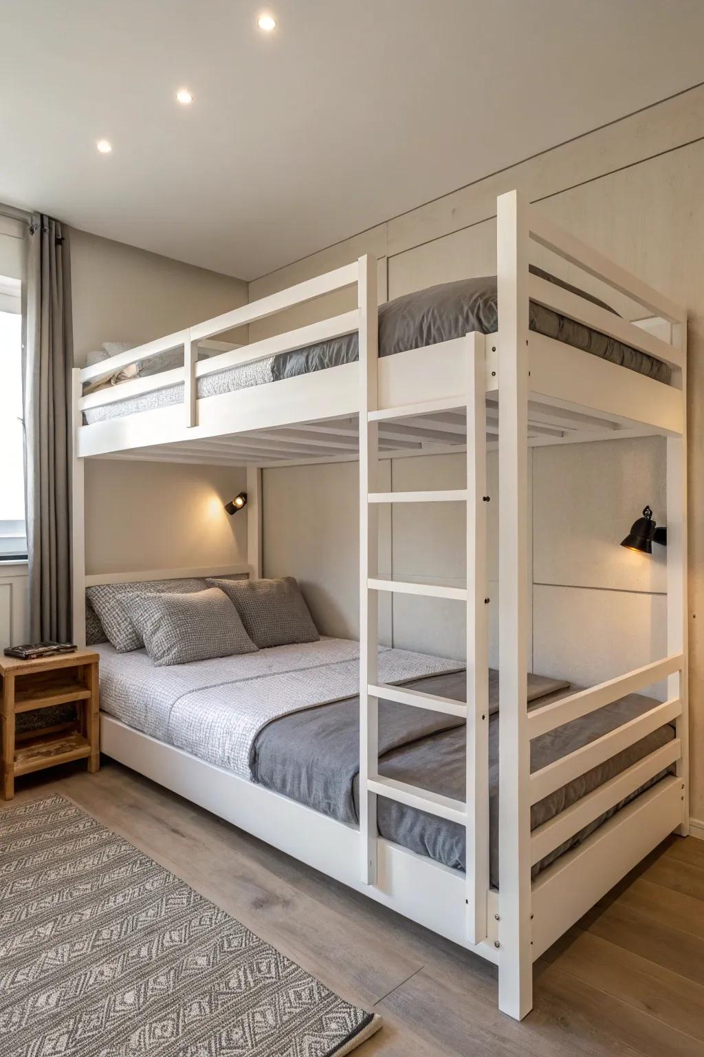 Embrace simplicity with a minimalist triple bunk design.