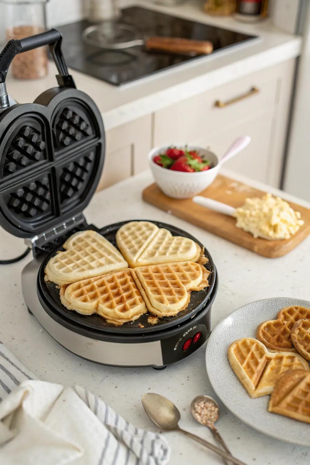 A playful waffle iron for a special breakfast