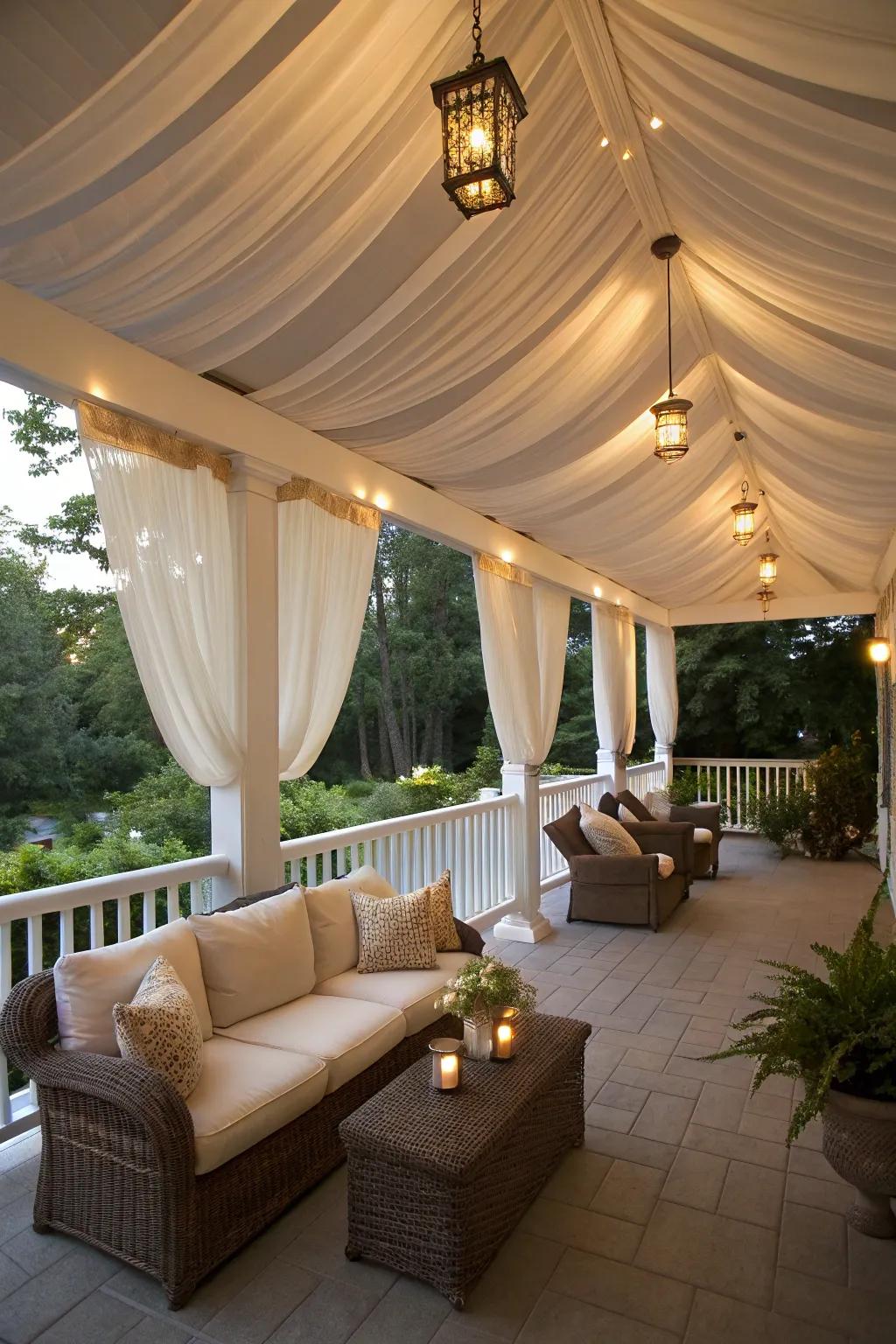 Cultivate a breezy atmosphere through fabric embellishments.