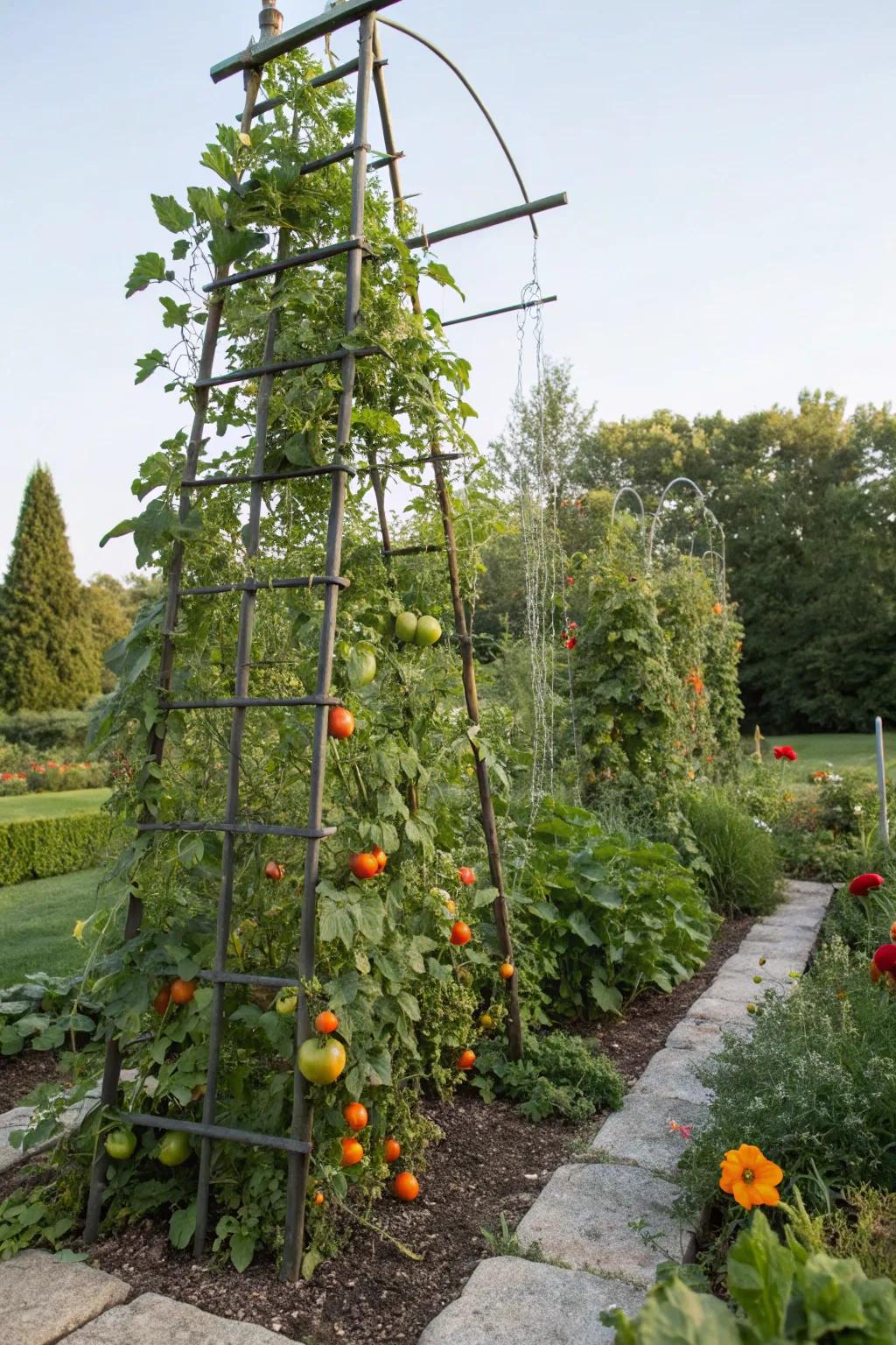 Livestock panel trellises deliver strength and aid.