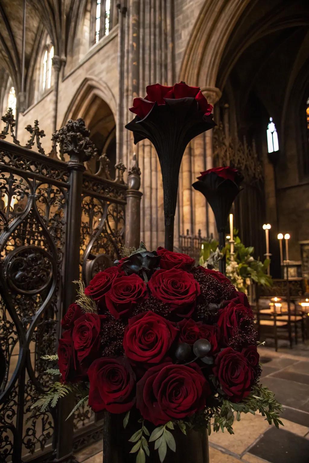 Shadowy floral compositions append romance and mystery.