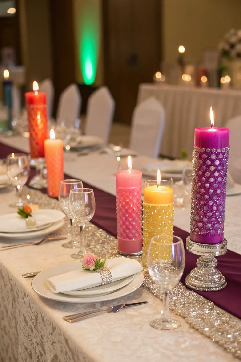 Colored lights fashioning a cohesive and vibrant aesthetic.