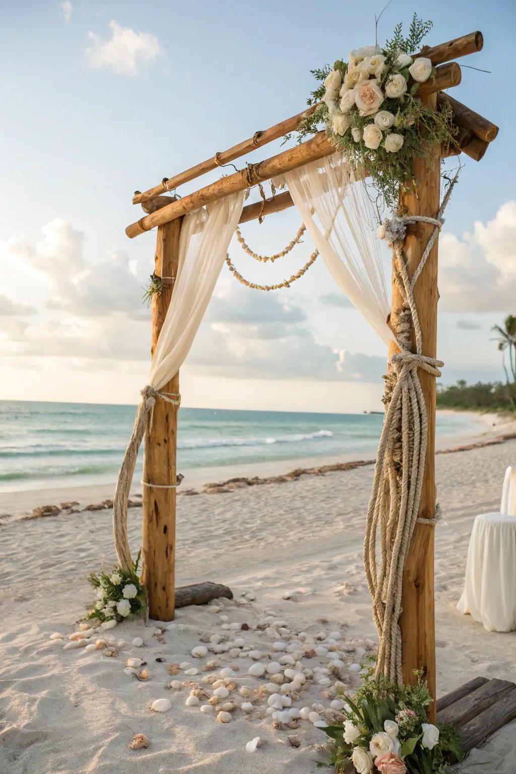 Maritime elements render your arch the paragon for a seaside wedding.