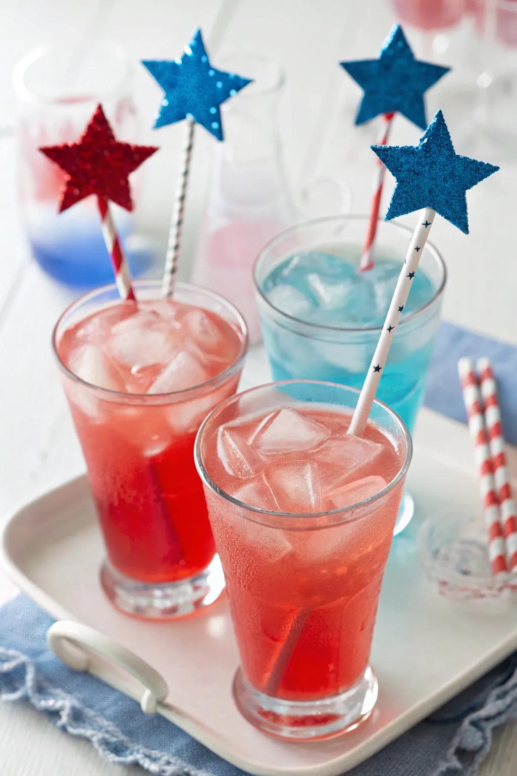 Star-shaped stirrers add sparkle to your 4th of July beverages.