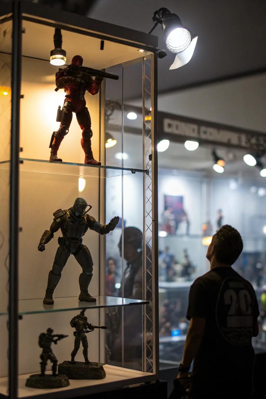 Spotlights inject drama and focus into your collectible figurine presentation.