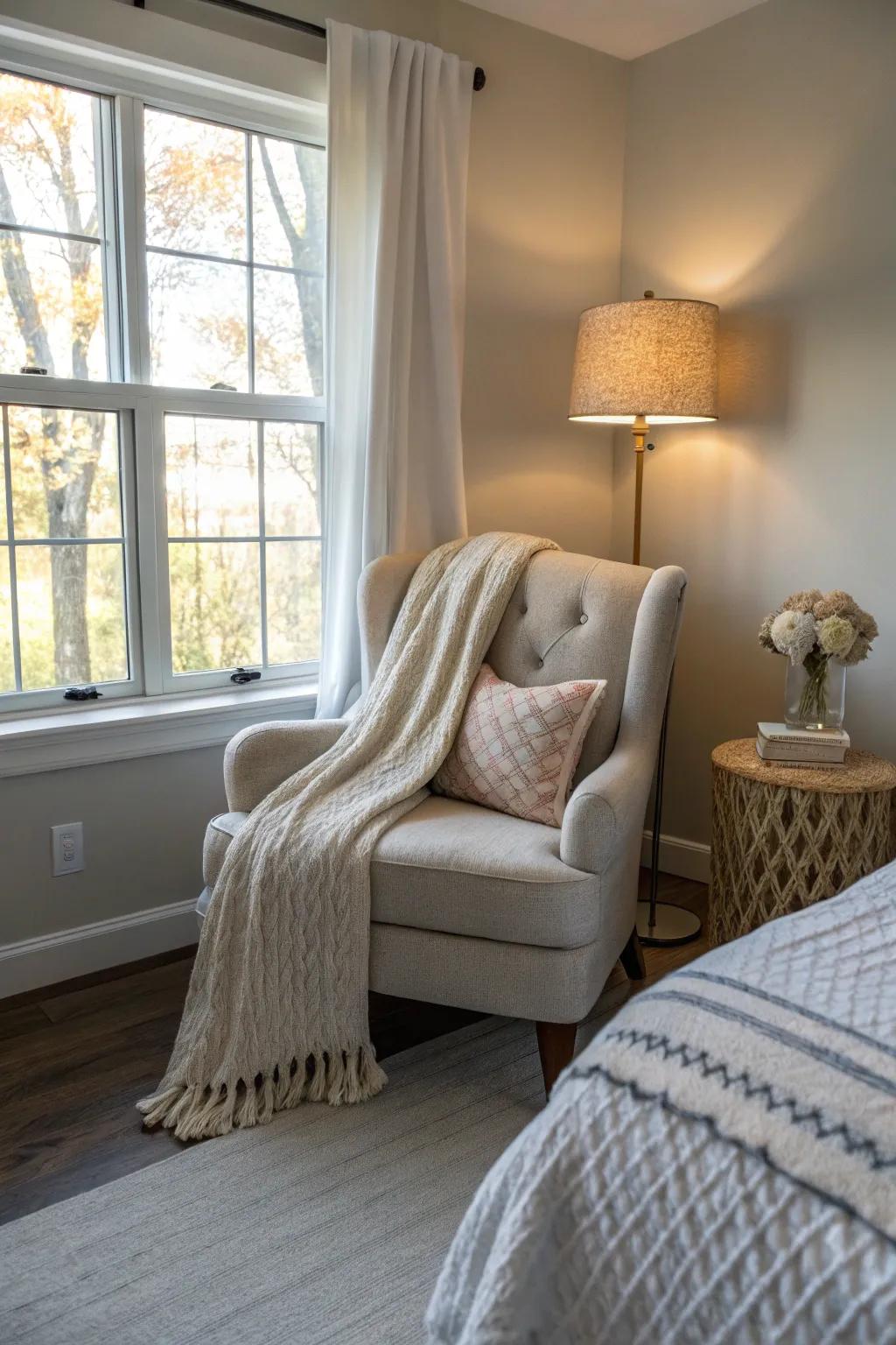 A snug nook furnishes an individual retreat.