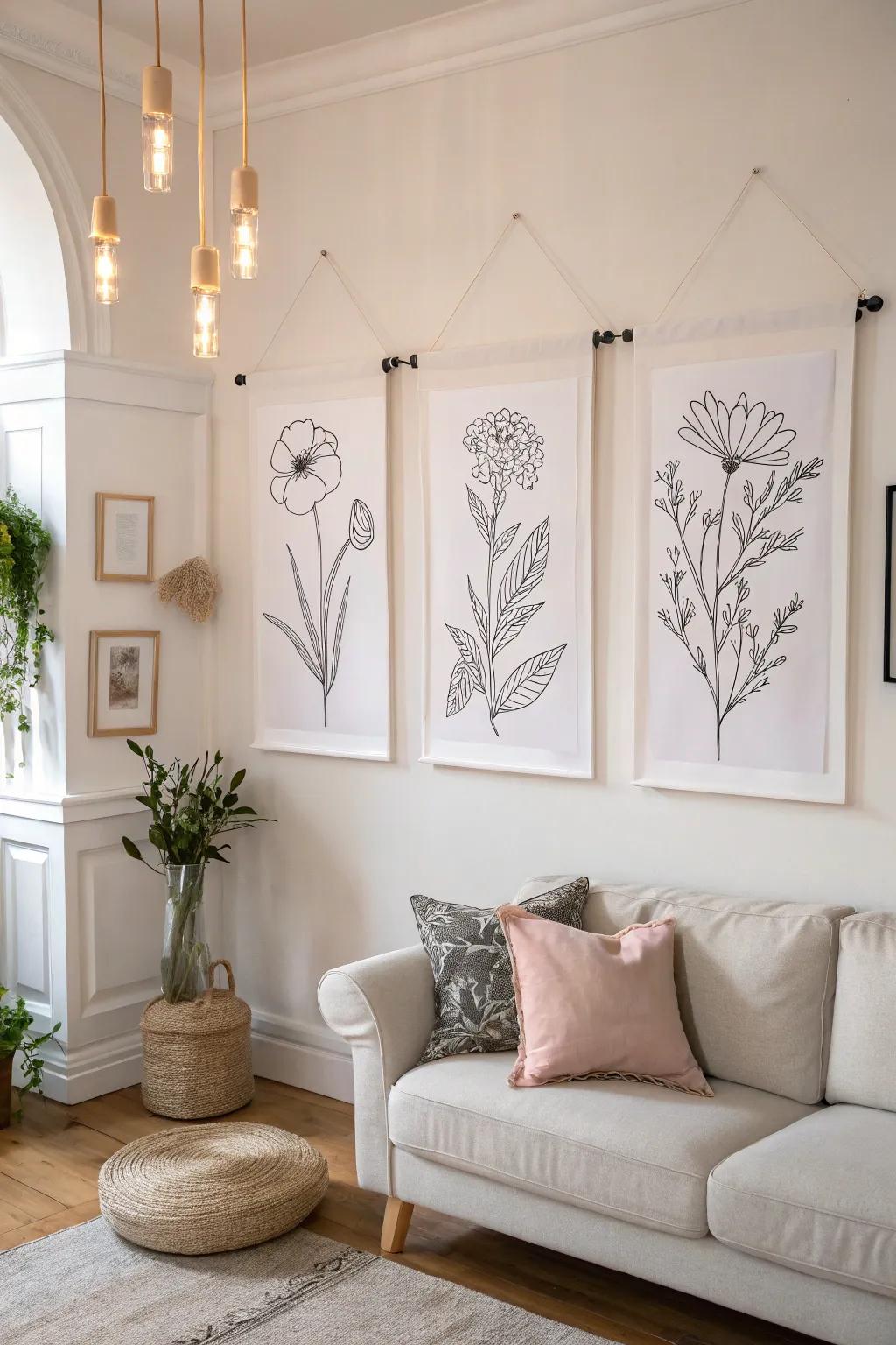 Simple sketches offer calm sophistication through their simplicity.