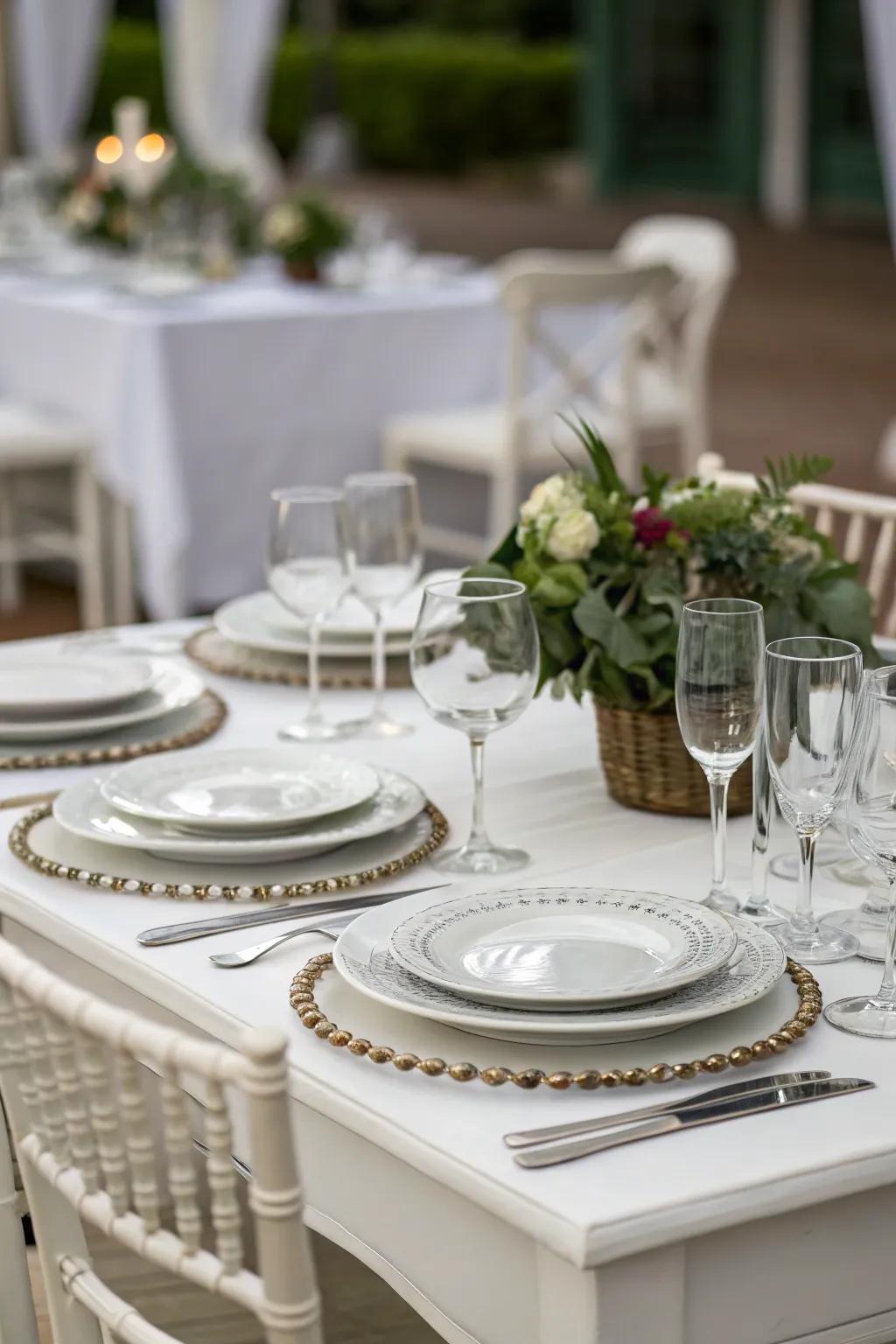 White table mats elevate the conventional feasting experience.