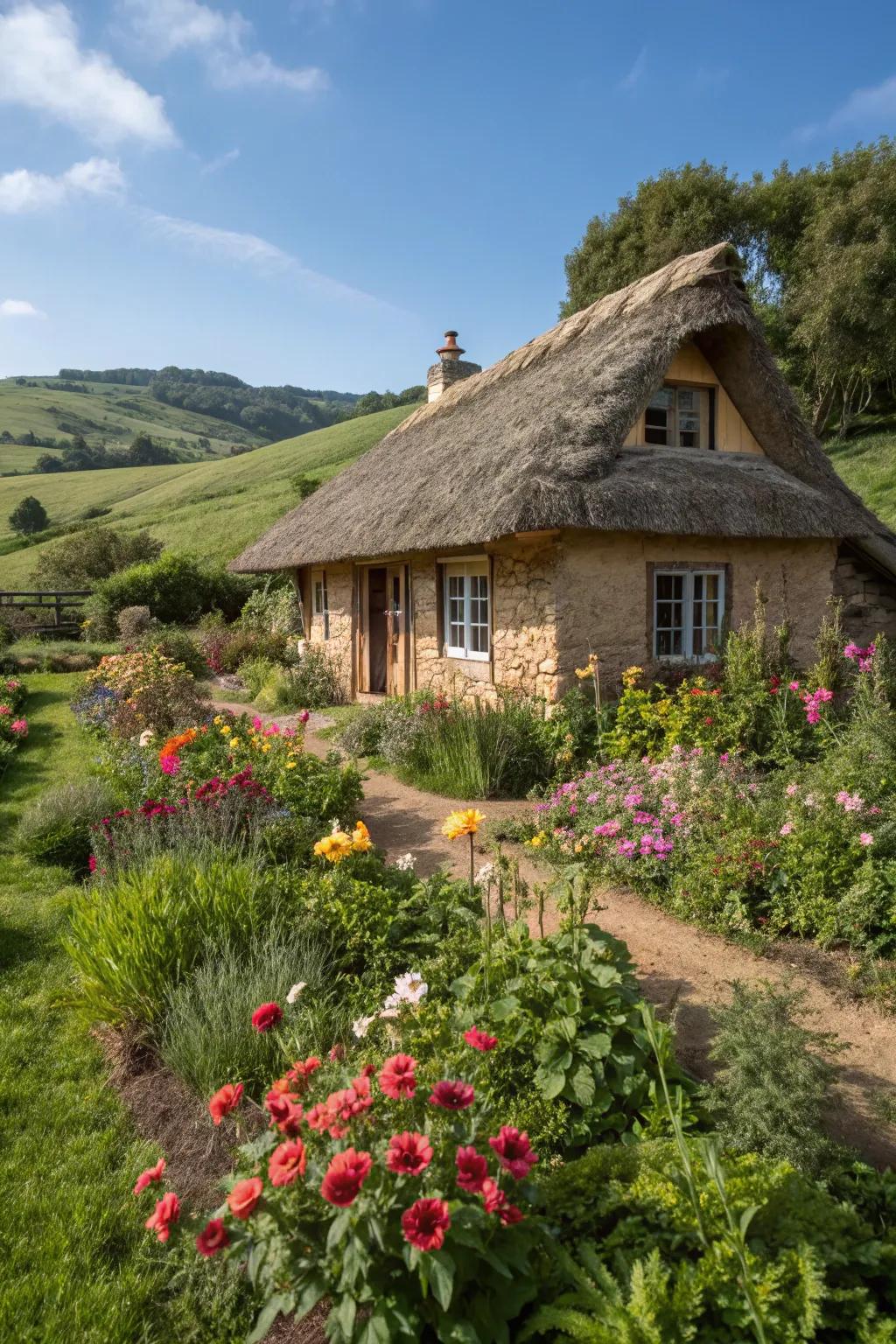 Embrace sustainable living in a fiber-insulated abode.