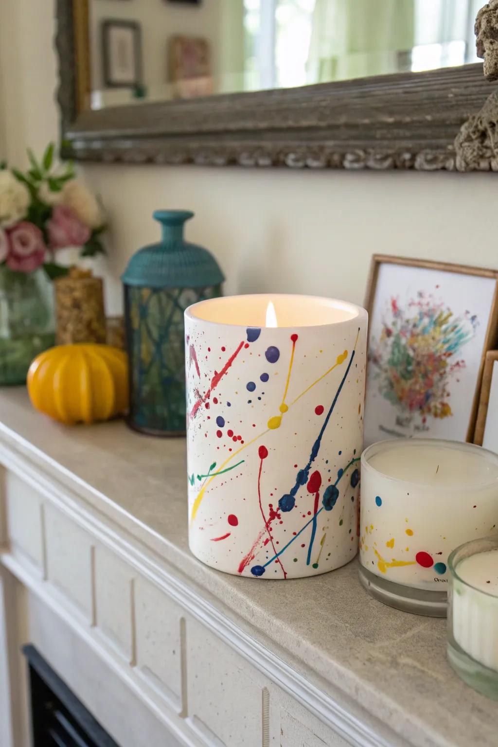 An artistic candle will add warmth and style to any space.