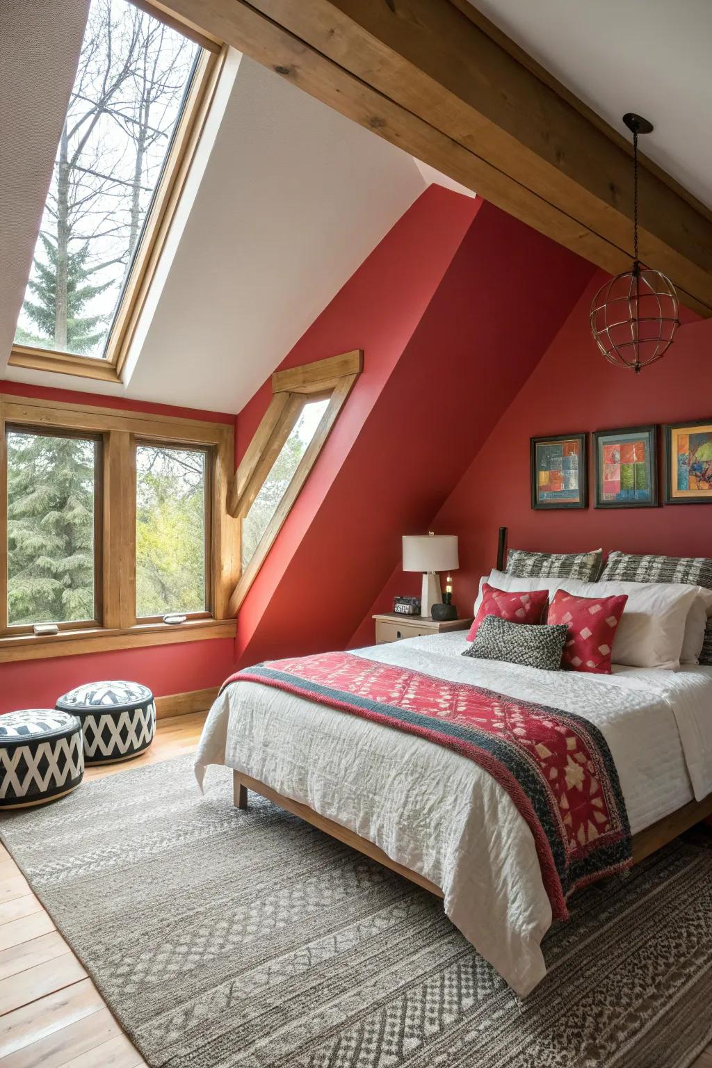 Intense colors can transform your attic into a standout area.