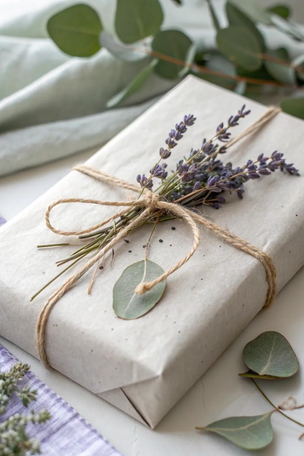Embrace nature's elegance with beautifully wrapped gifts, perfect for celebrating new beginnings. 🌿🎁