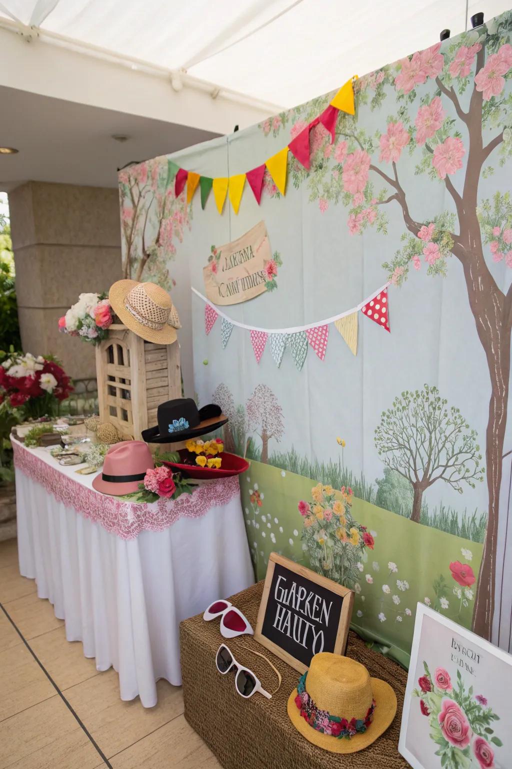 An interactive photo booth adds a lively touch to the party.