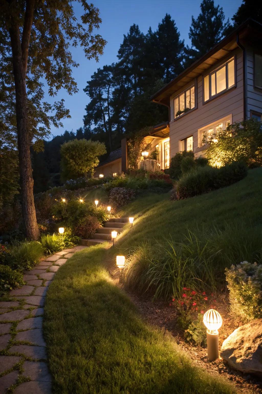 Enchanting luminescence brings your hill to life after dark.