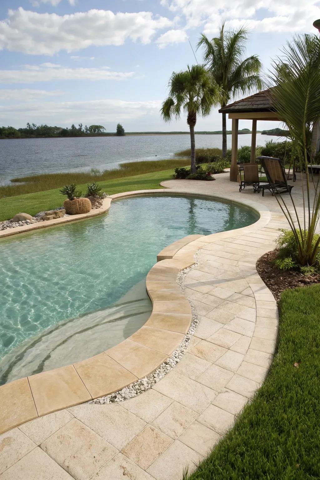 Enjoy seamless access with a beach entry pool.