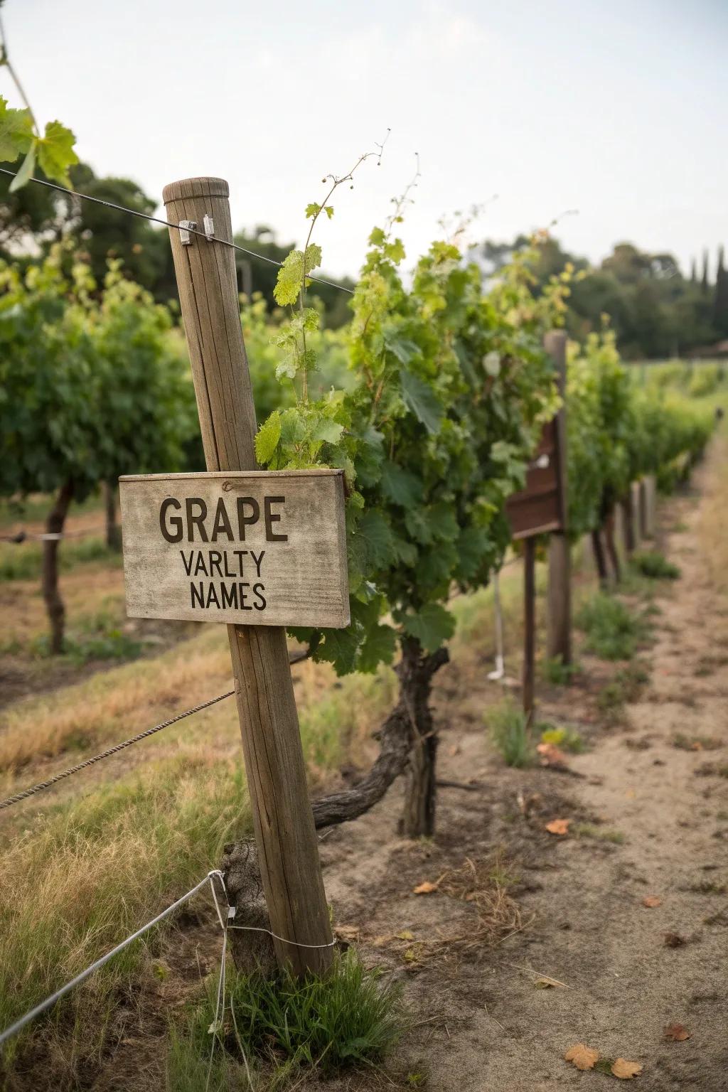 Personalize your vineyard with handcrafted signage.
