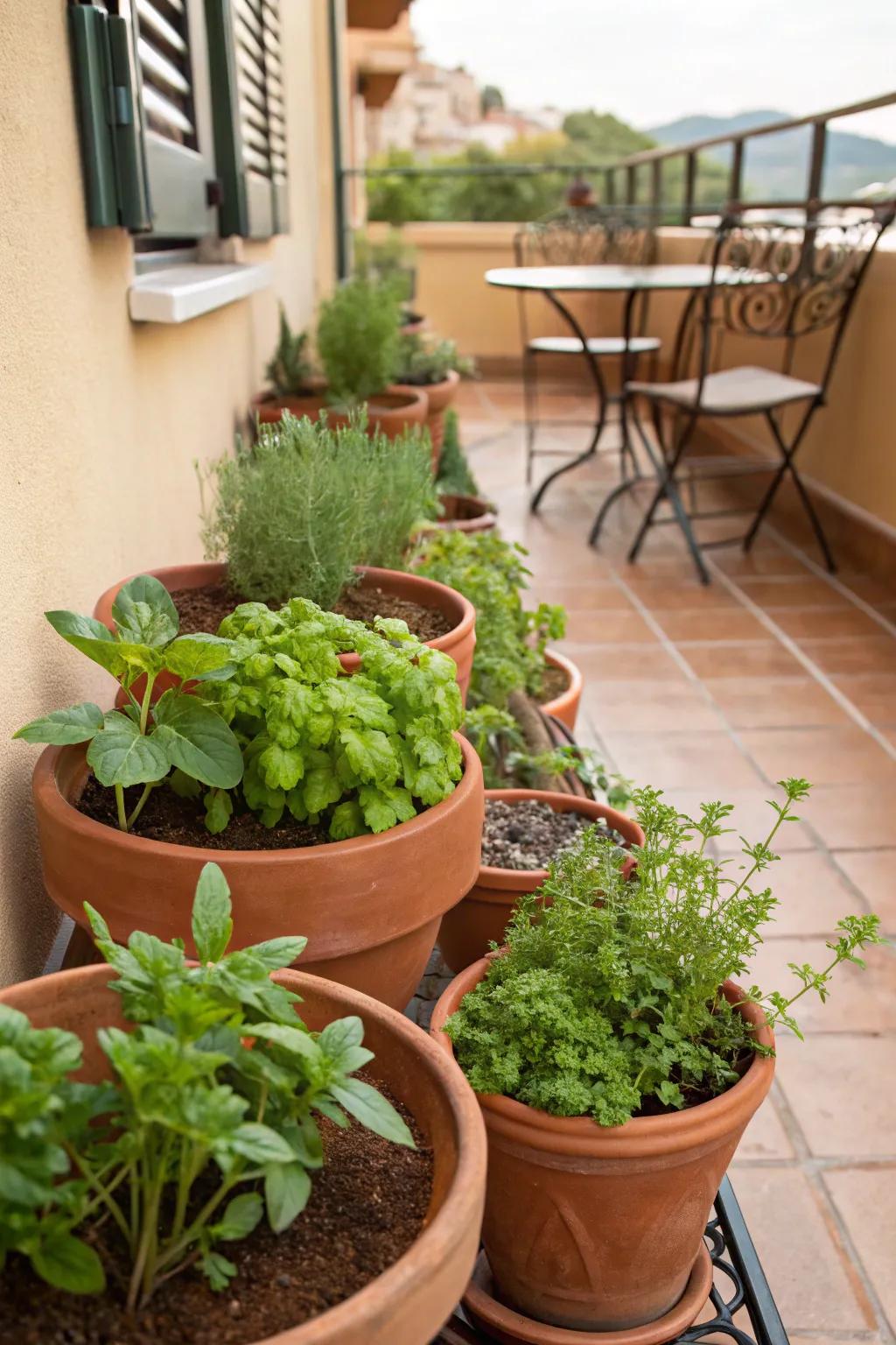 Earth clay pots add timeless elegance to any herb garden.