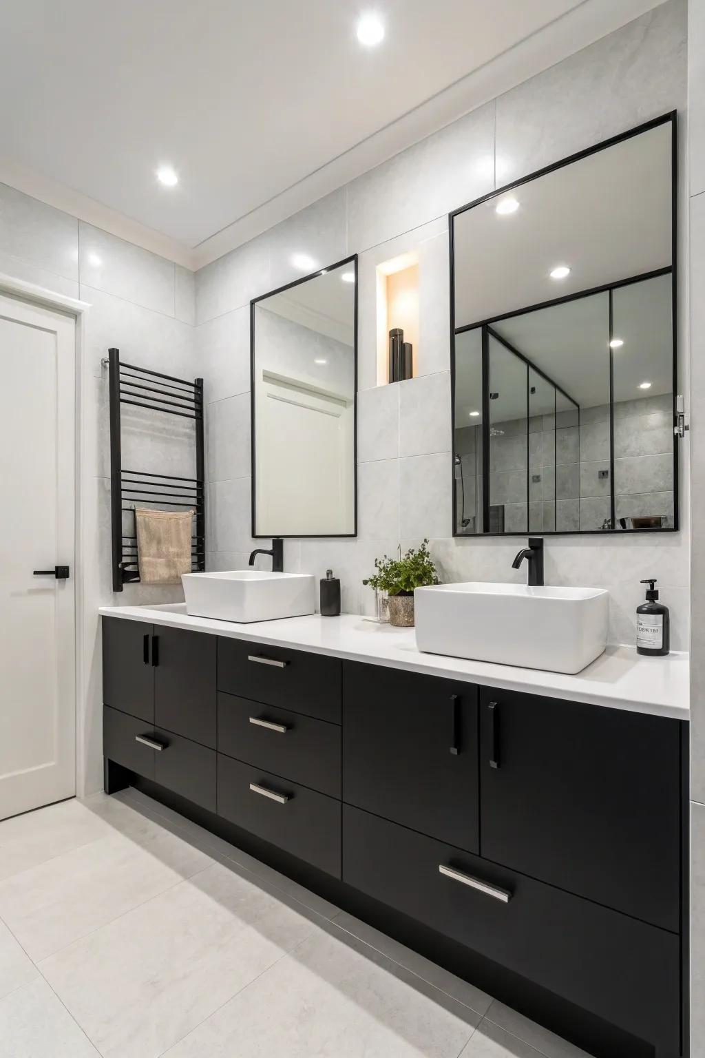 Minimalist black and white offers a sleek aesthetic.