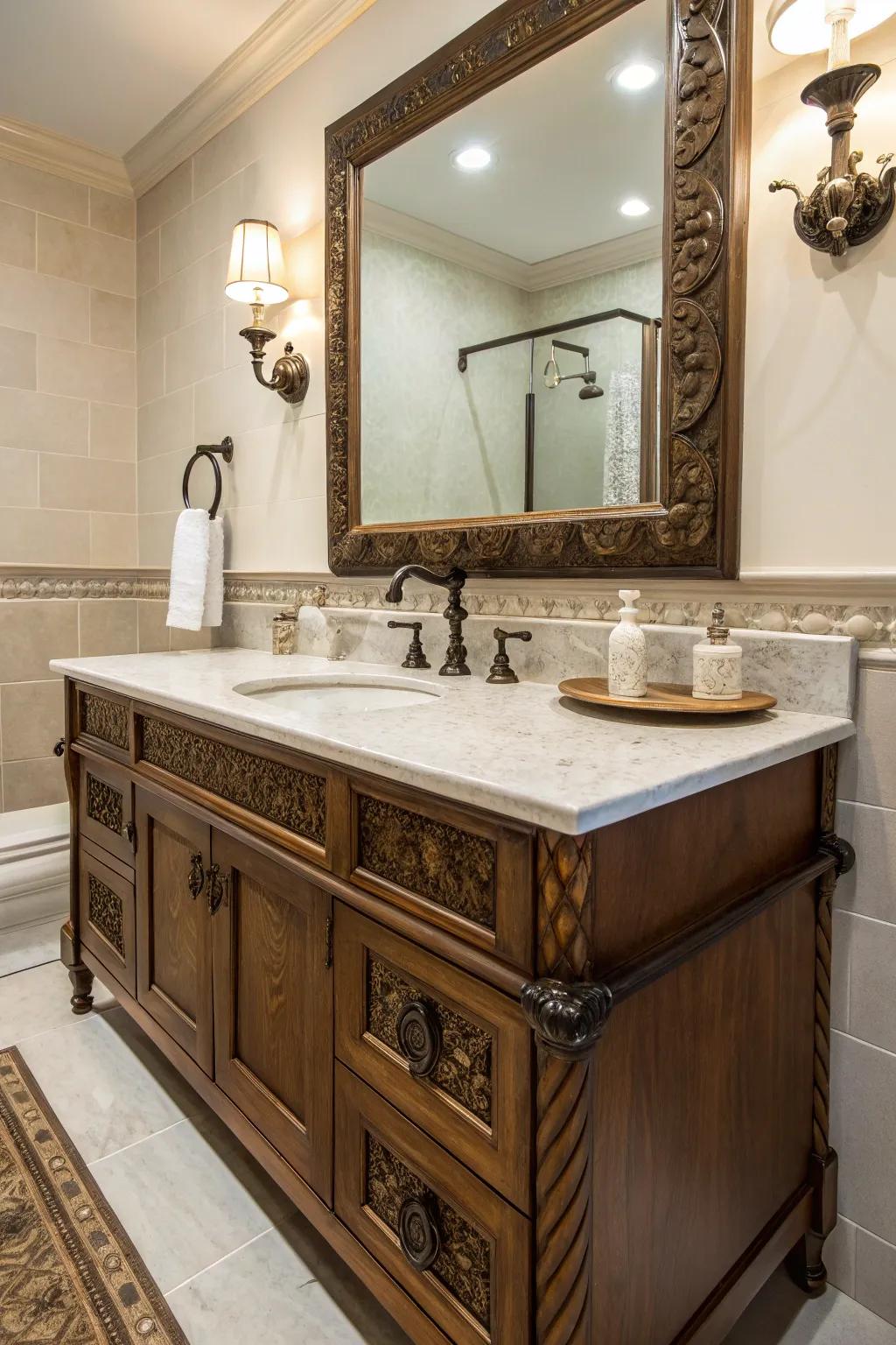 Traditional vanities offer timeless charm.