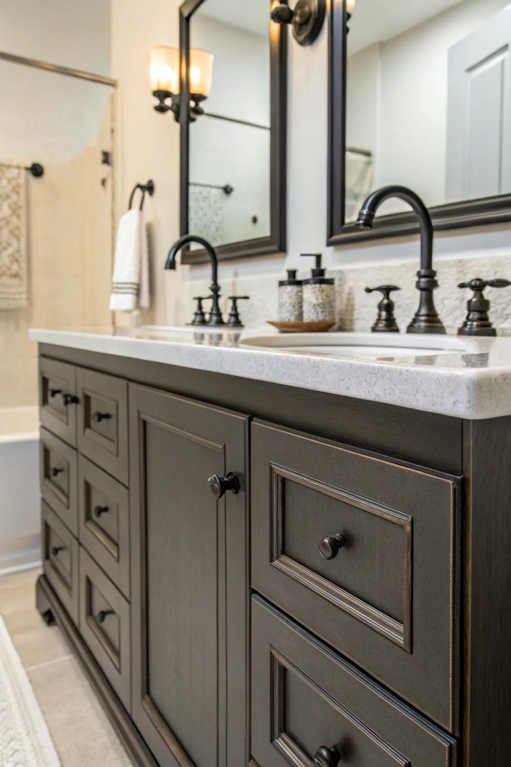 Themed hardware seamlessly blends your bathroom's design together.