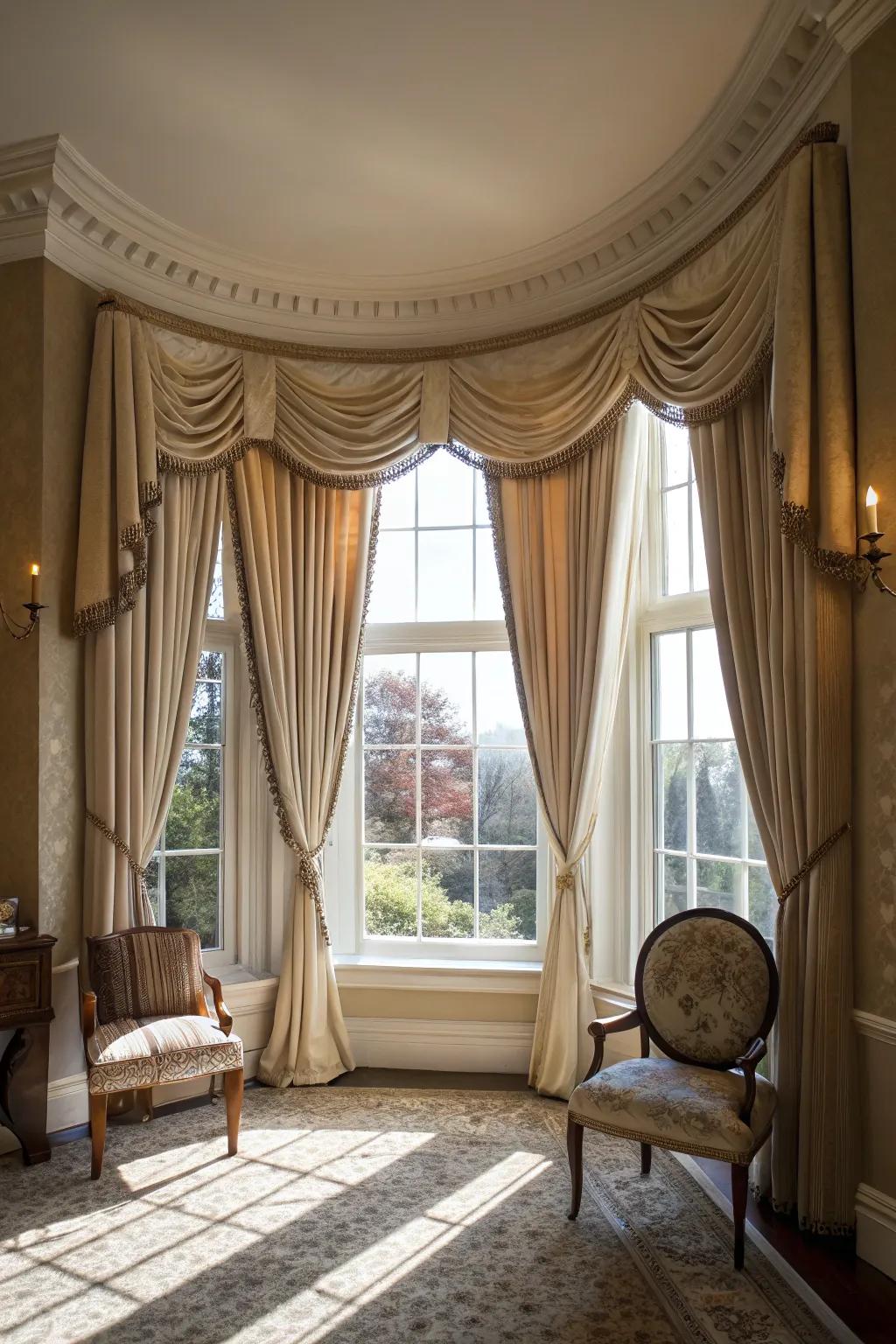 Flat window dressings coupled with side textiles forge a timeless look.