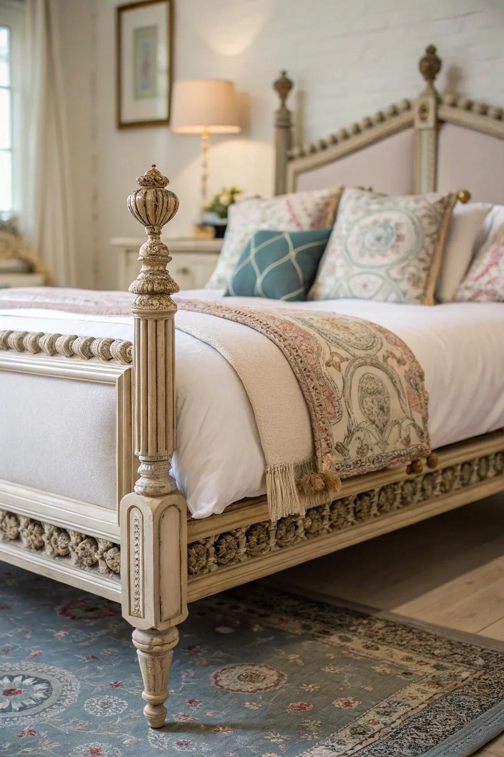 Decorative bed frame risers add personality to any bedroom.