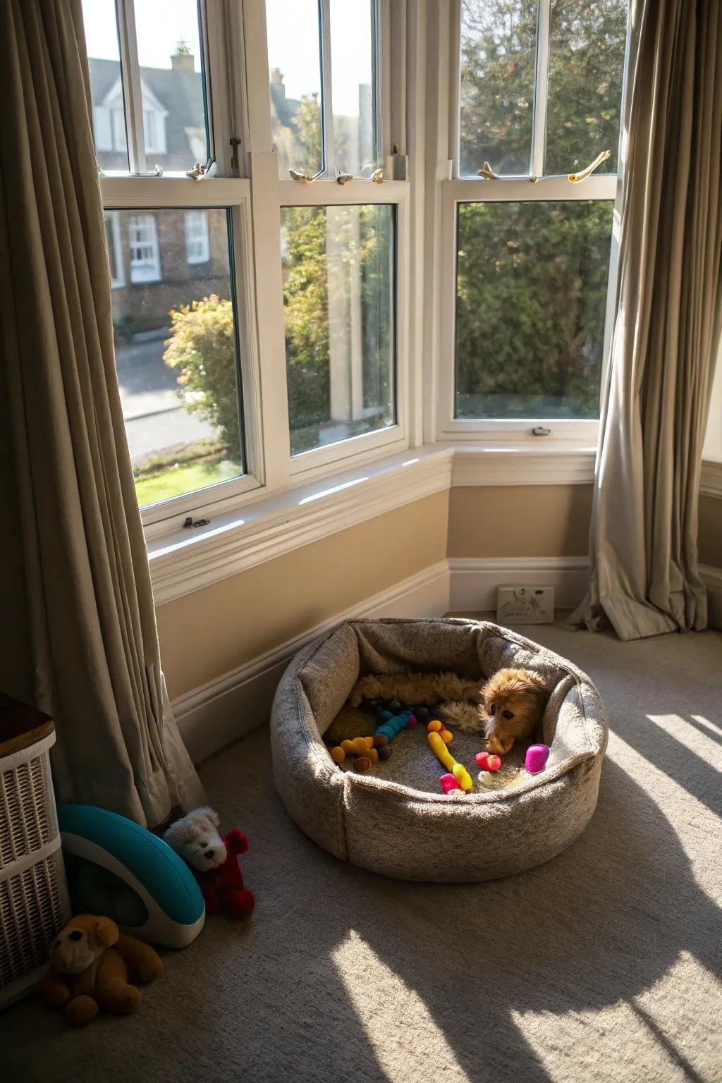 Create a cozy spot to let your pets unwind and soak up the views.