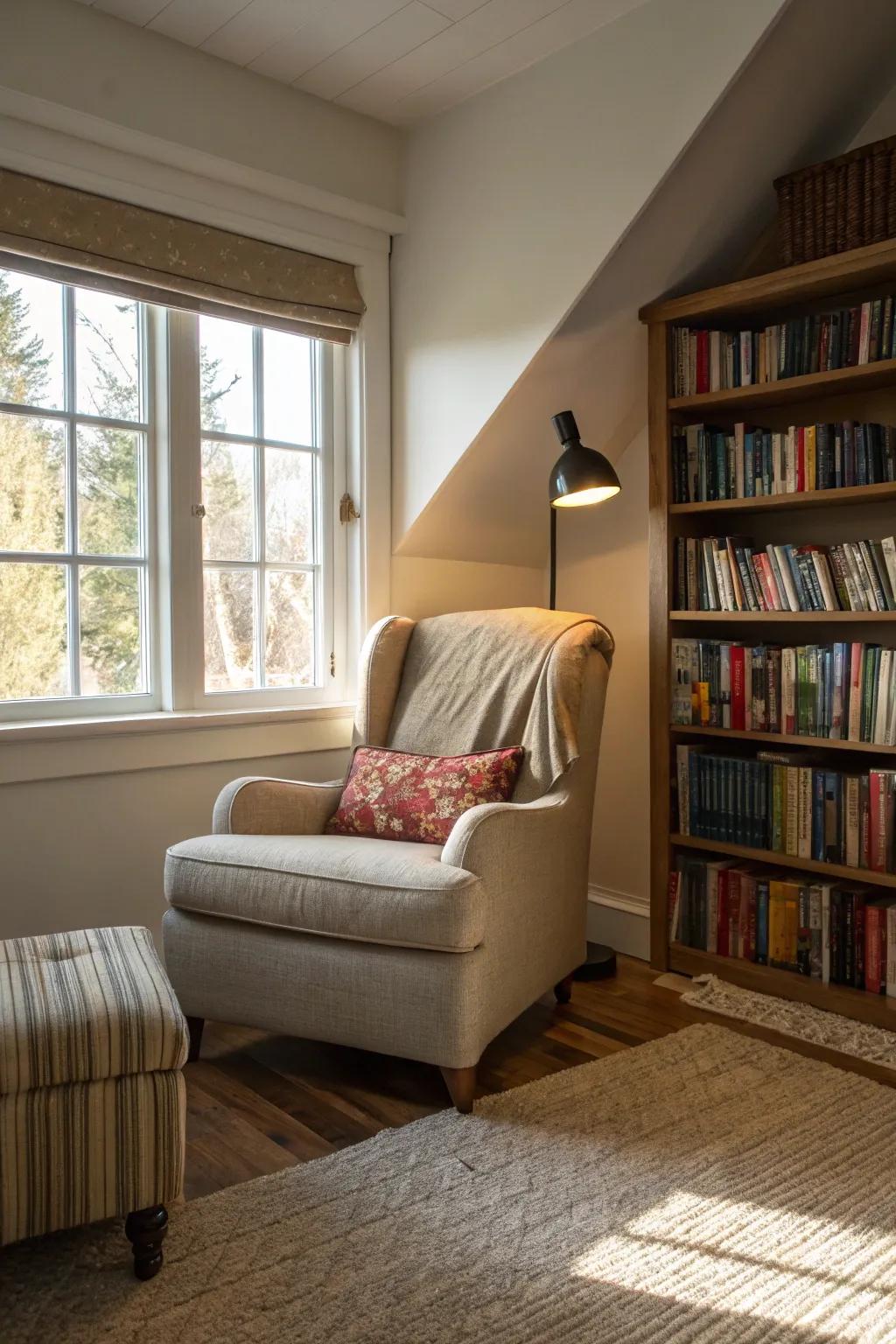 A reading space offers a perfect retreat for relaxation and escape.