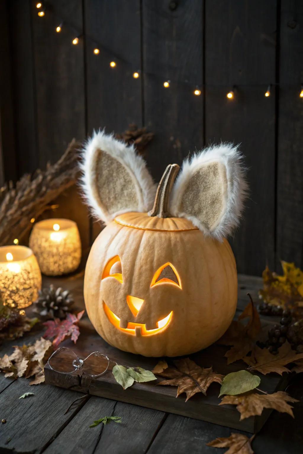 Design your own soft friend this Halloween with a charming fur-enhanced pumpkin!