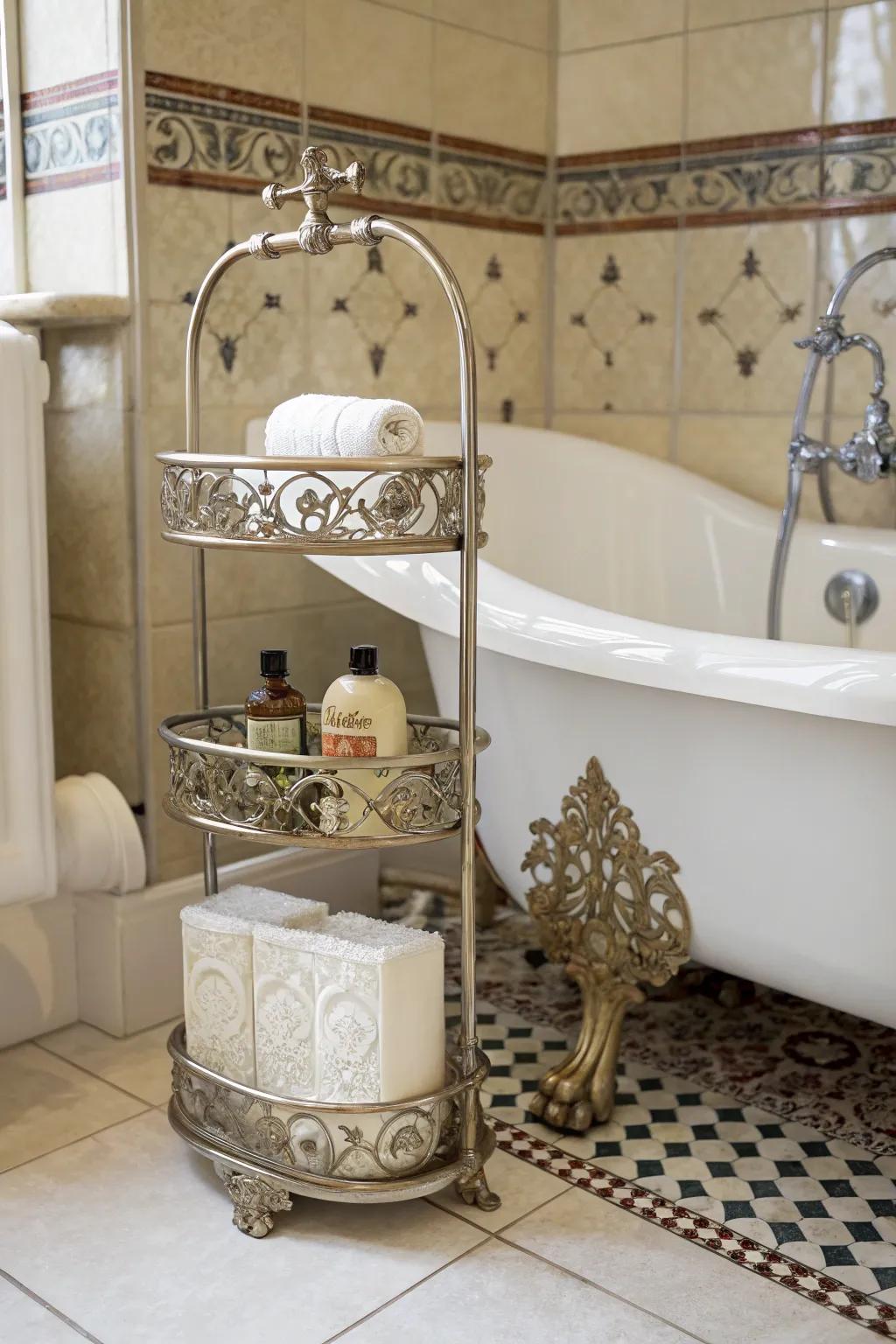 Add character to your bathroom with a vintage-inspired shower caddy.