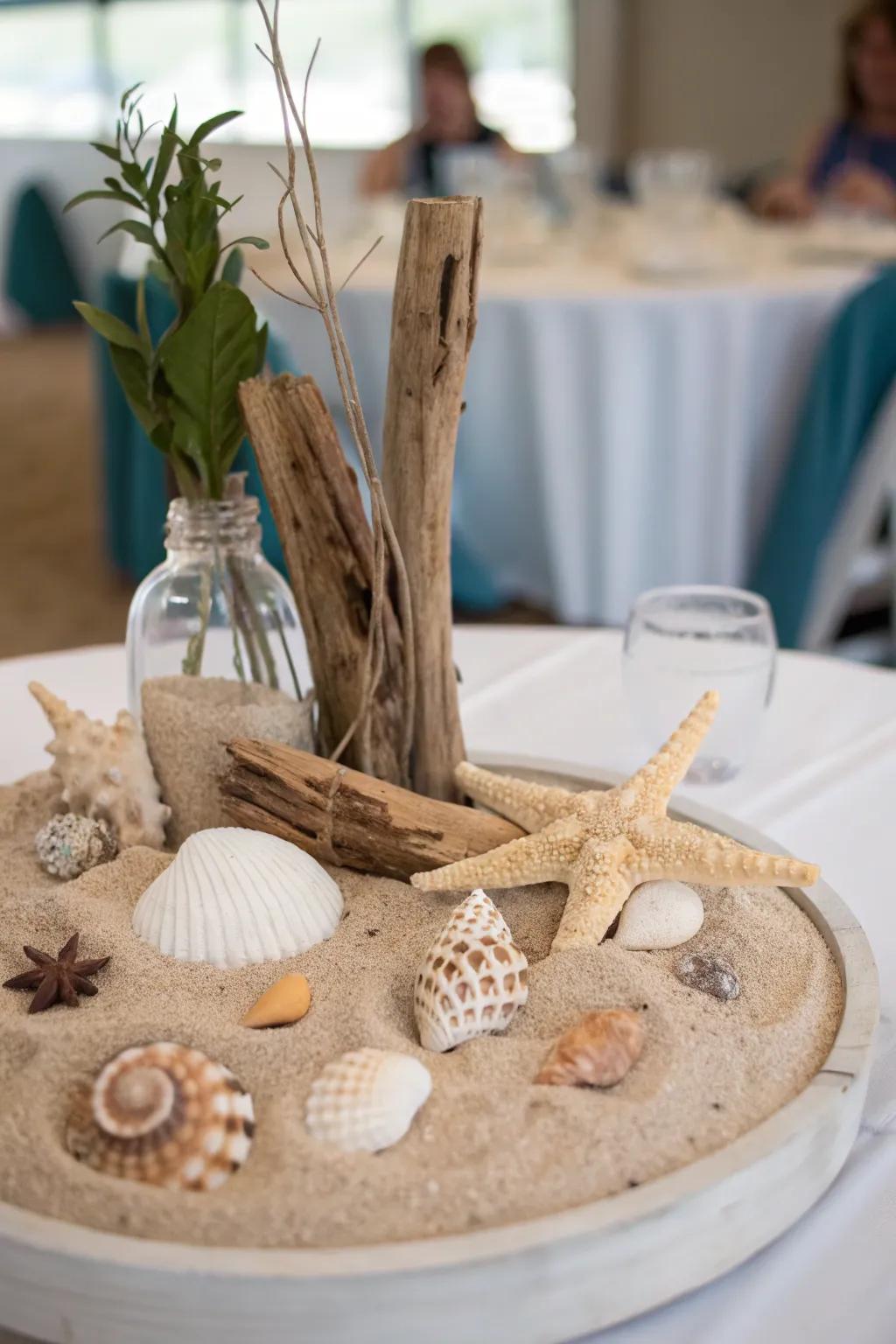 Transport seaside scents to your table with a beach-inspired centerpiece.