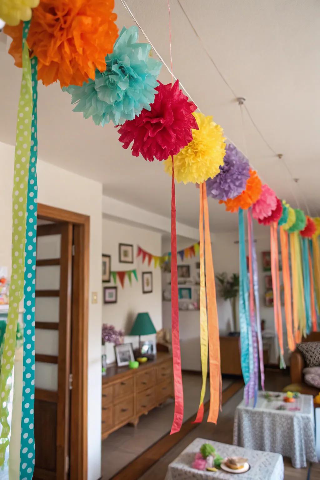 Suspending decorations adding vibrant flair