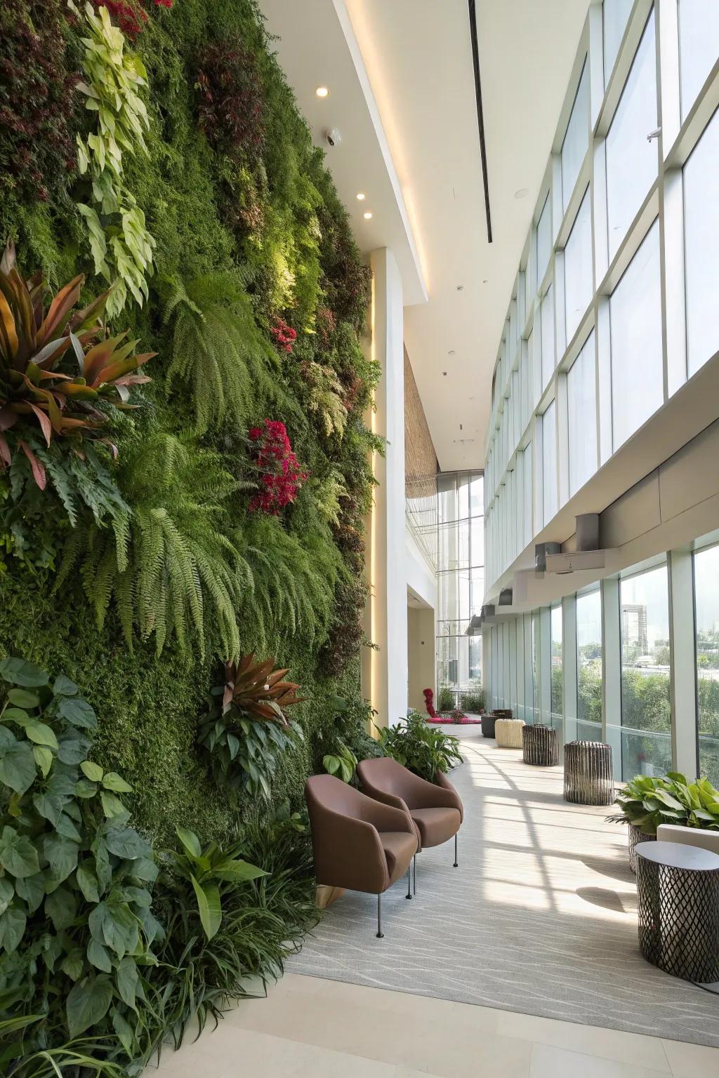 Convey nature indoors using a vertical garden.